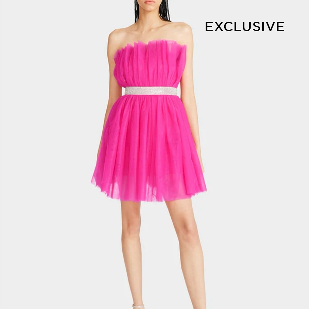BETSEYS BLING TULLE DRESS HOT PINK